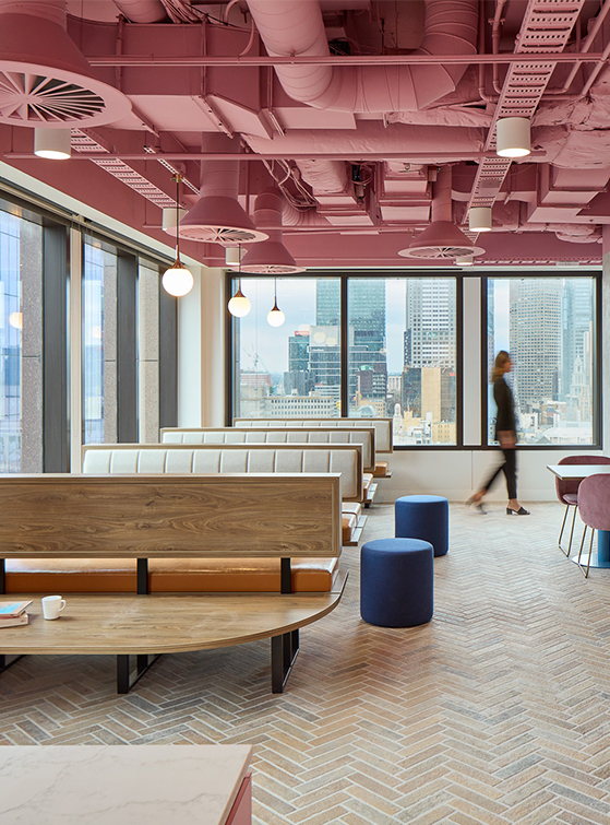 Queens and collins project gallery feature pink ceiling